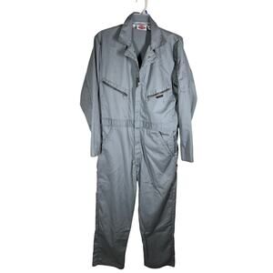 Dickies Coveralls Mens Size Chest: 44 Length: Long Gray Full Zip & Snap Long Slv